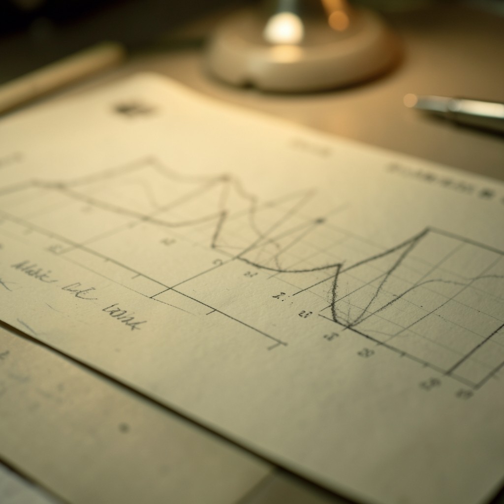 Close view of printed bar charts with handwritten notes in the margins